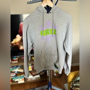 GRIZ Gray Hoodie with Green and Purple Design